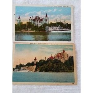 Lot of 2 Vintage Postcards Boldt Castle, Heart Island, Thousand Islands, NY